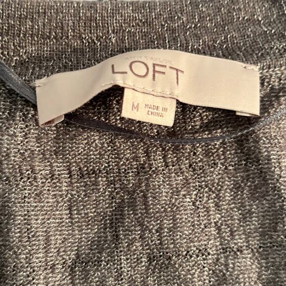 Loft - Womens - Open Front Silver/Gray Shimmer Long Sleeve  Cardigan - Size Med - Picture 4 of 13